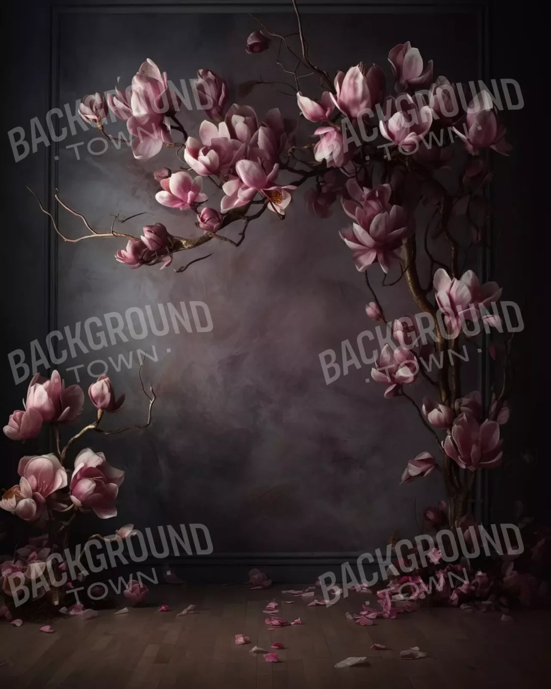 Dark Magnolia Branch 8’X10’ Fleece (96 X 120 Inch) Backdrop