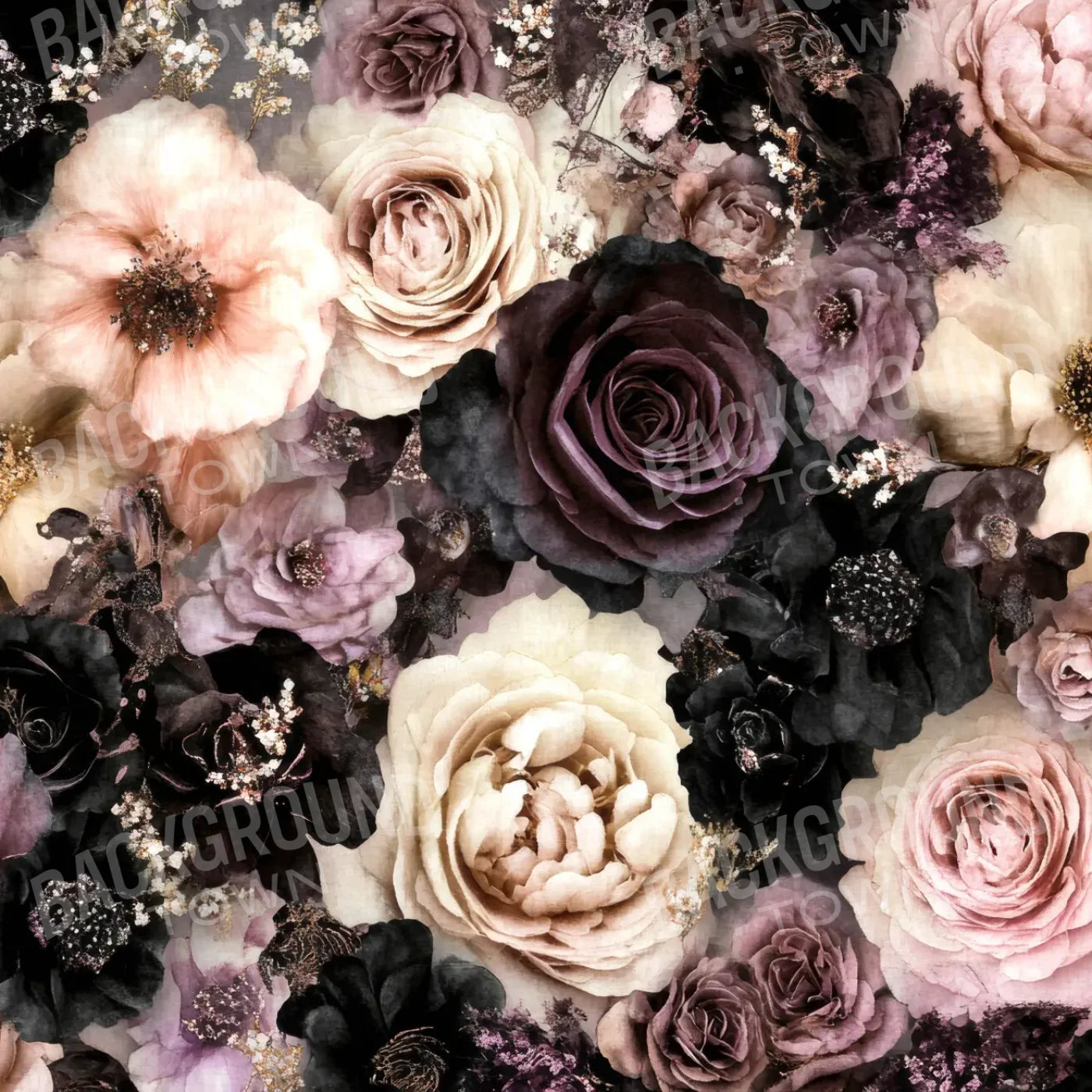 DarkFlorals 8’x8’ Fleece (96 x 96 inch) Backdrop