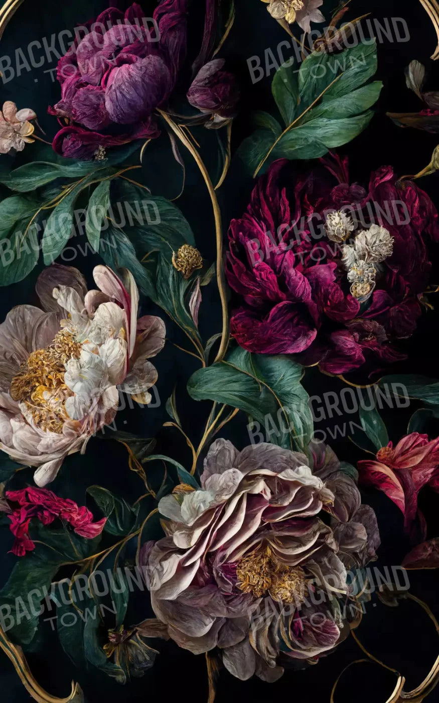 Deep Dark Peonies 9X14 Ultracloth ( 108 X 168 Inch ) Backdrop