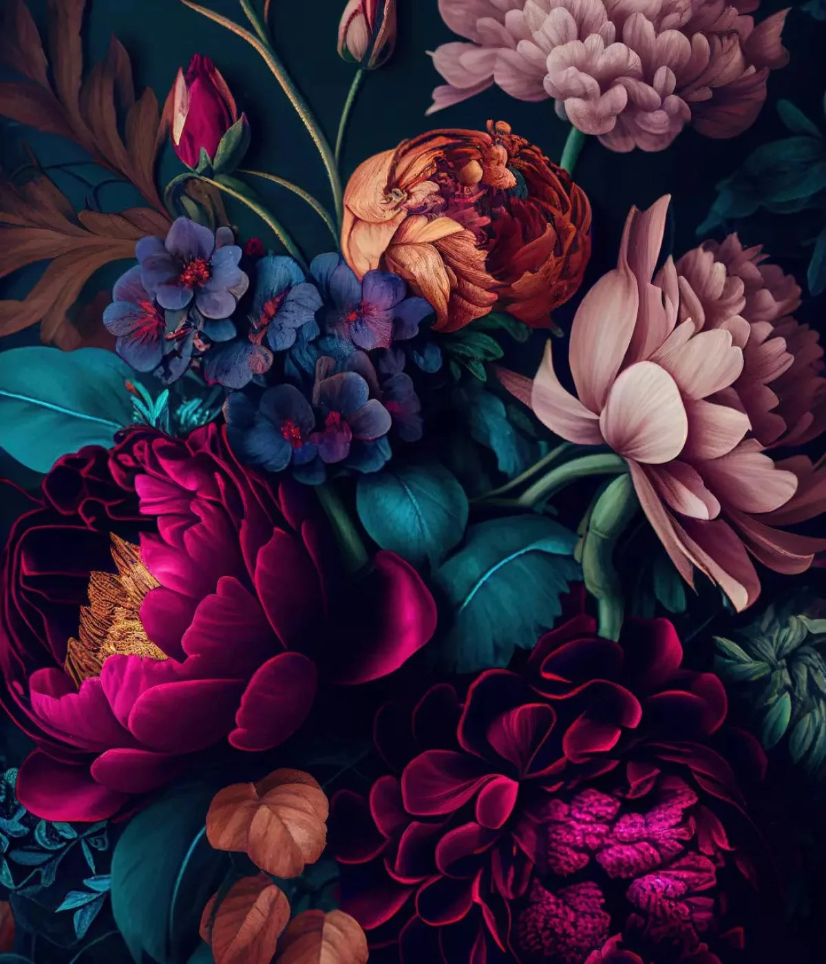 Deep Dark Peonies L 10X12 Ultracloth ( 120 X 144 Inch ) Backdrop