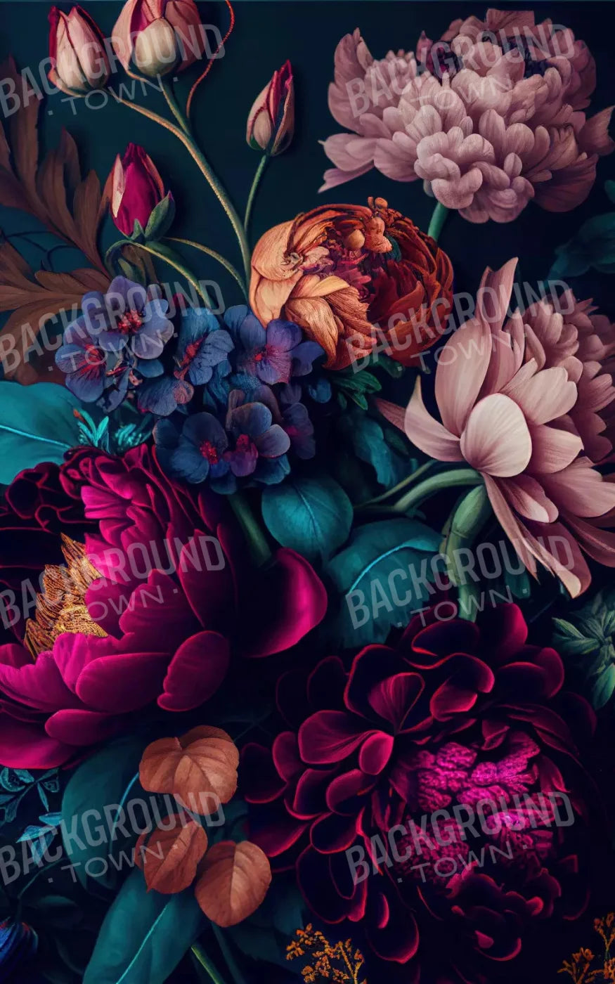 Deep Dark Peonies L 9X14 Ultracloth ( 108 X 168 Inch ) Backdrop