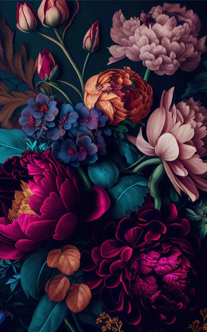 Deep Dark Peonies L 9X14 Ultracloth ( 108 X 168 Inch ) Backdrop