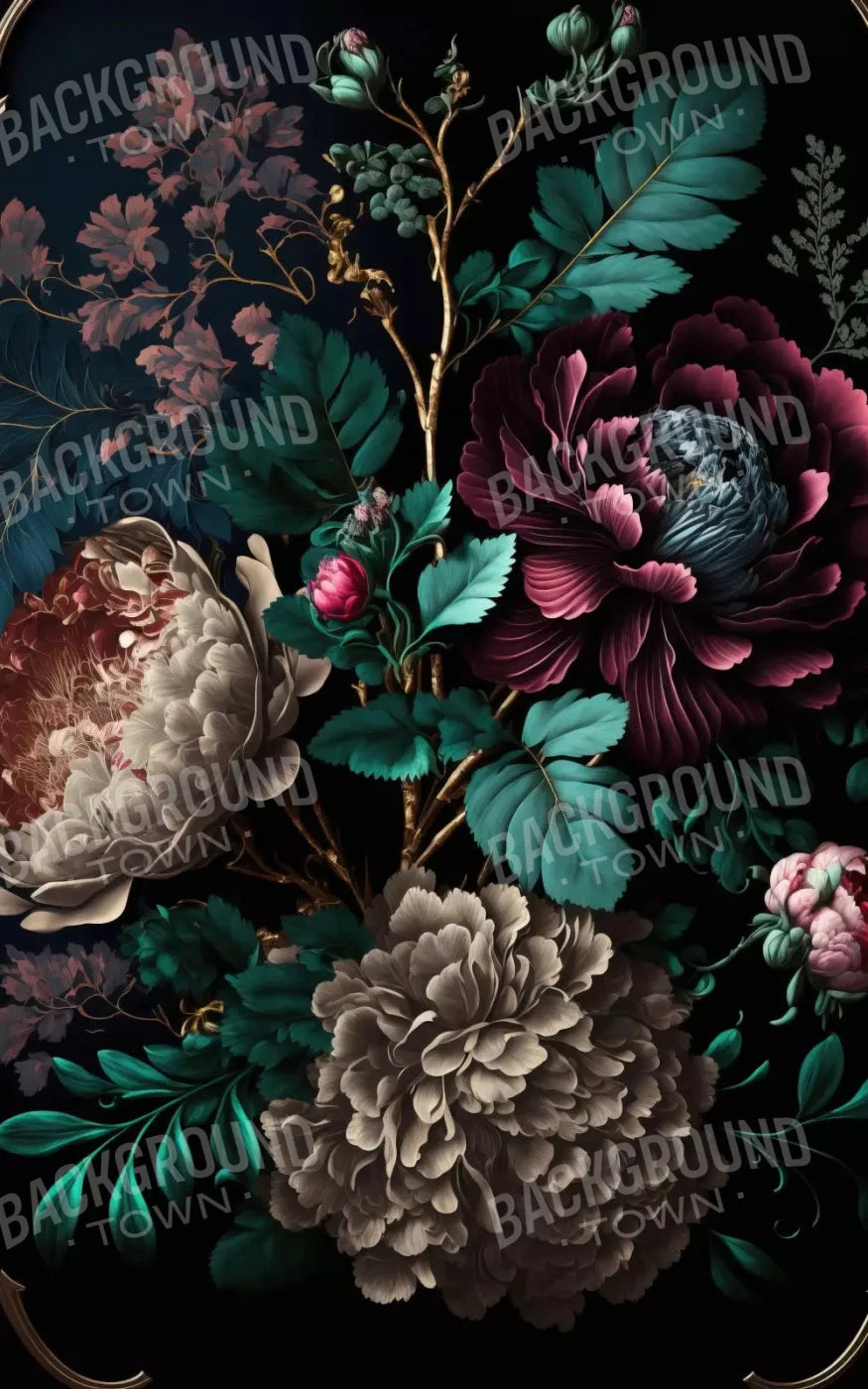 Deep Dark Peonies Li 9X14 Ultracloth ( 108 X 168 Inch ) Backdrop