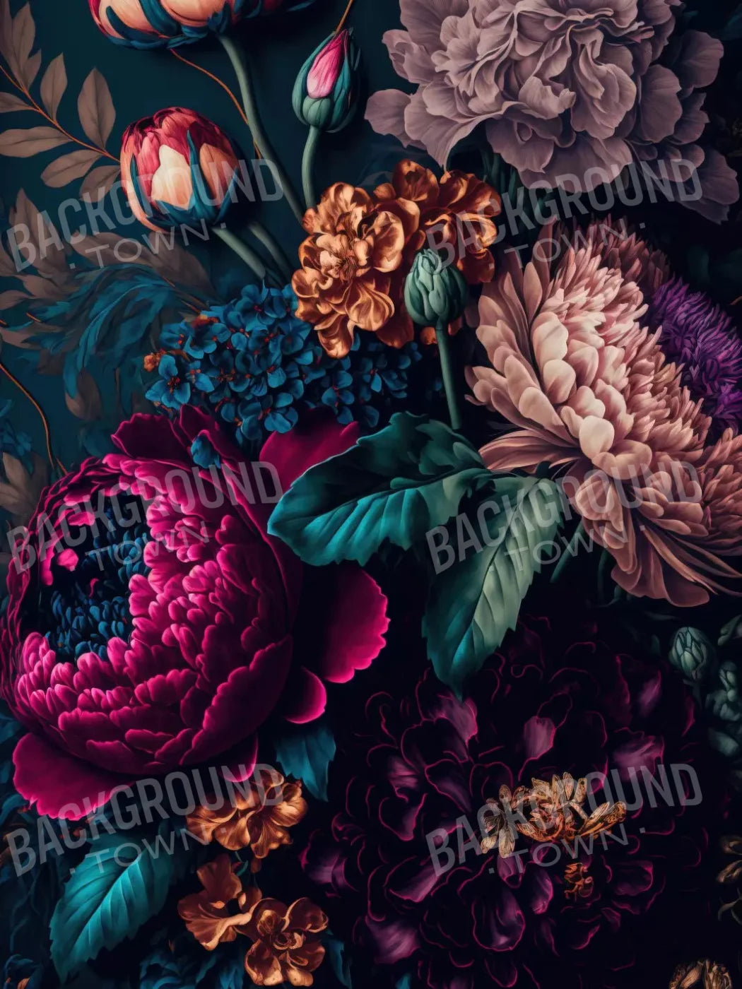 Deep Dark Peony 5X68 Fleece ( 60 X 80 Inch ) Backdrop