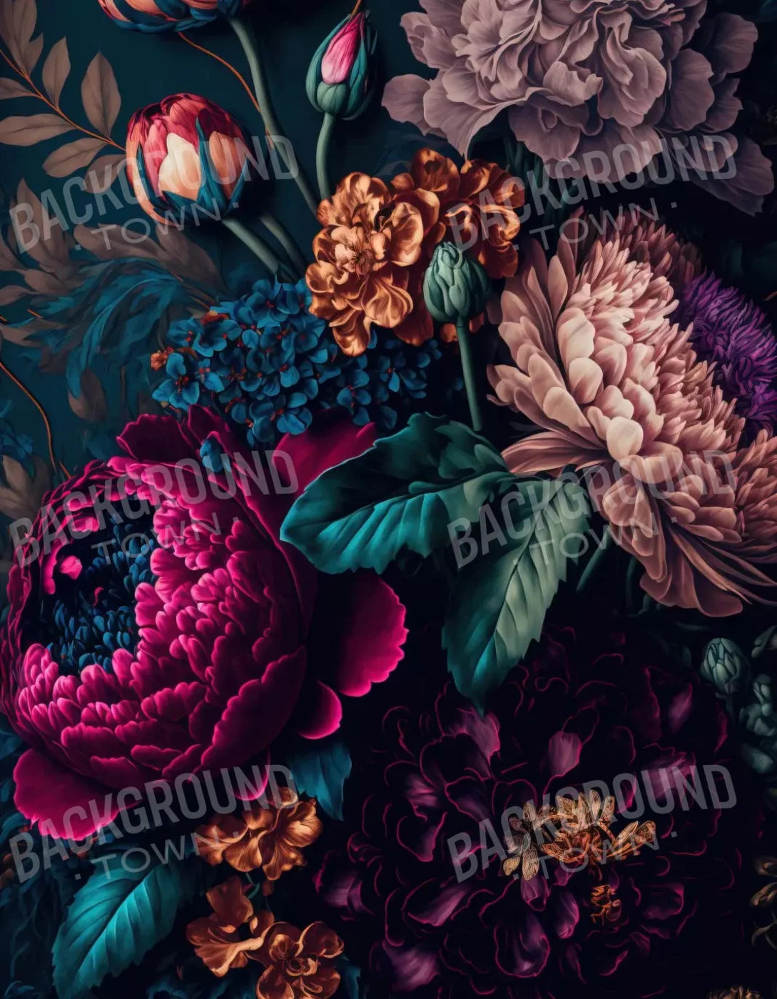 Deep Dark Peony 6X8 Fleece ( 72 X 96 Inch ) Backdrop