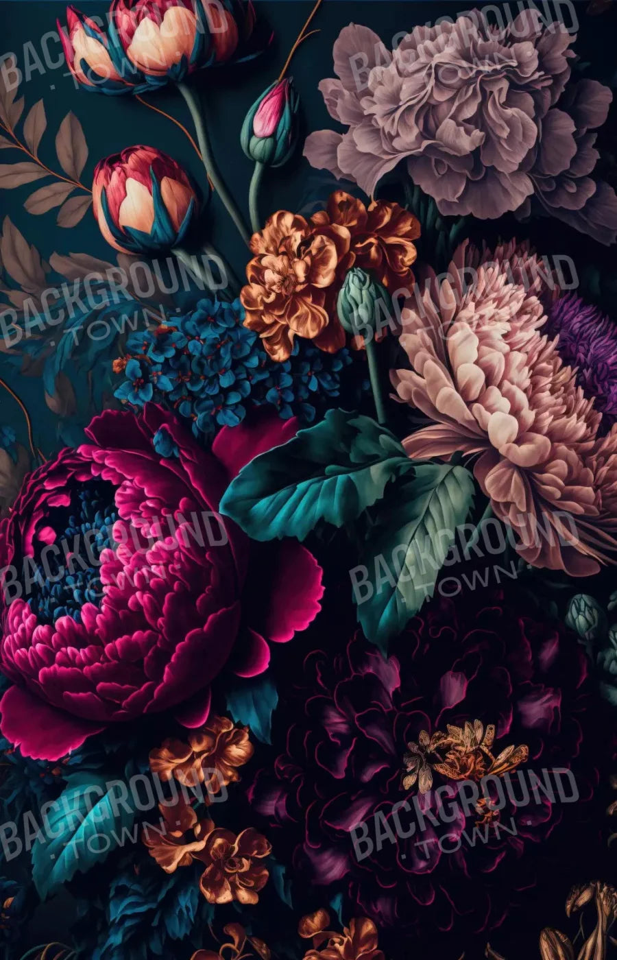 Deep Dark Peony 8X12 Ultracloth ( 96 X 144 Inch ) Backdrop