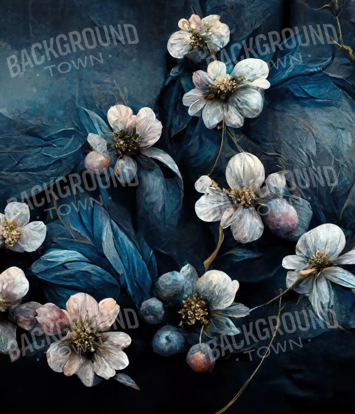 Denim Floral 10X12 Ultracloth ( 120 X 144 Inch ) Backdrop