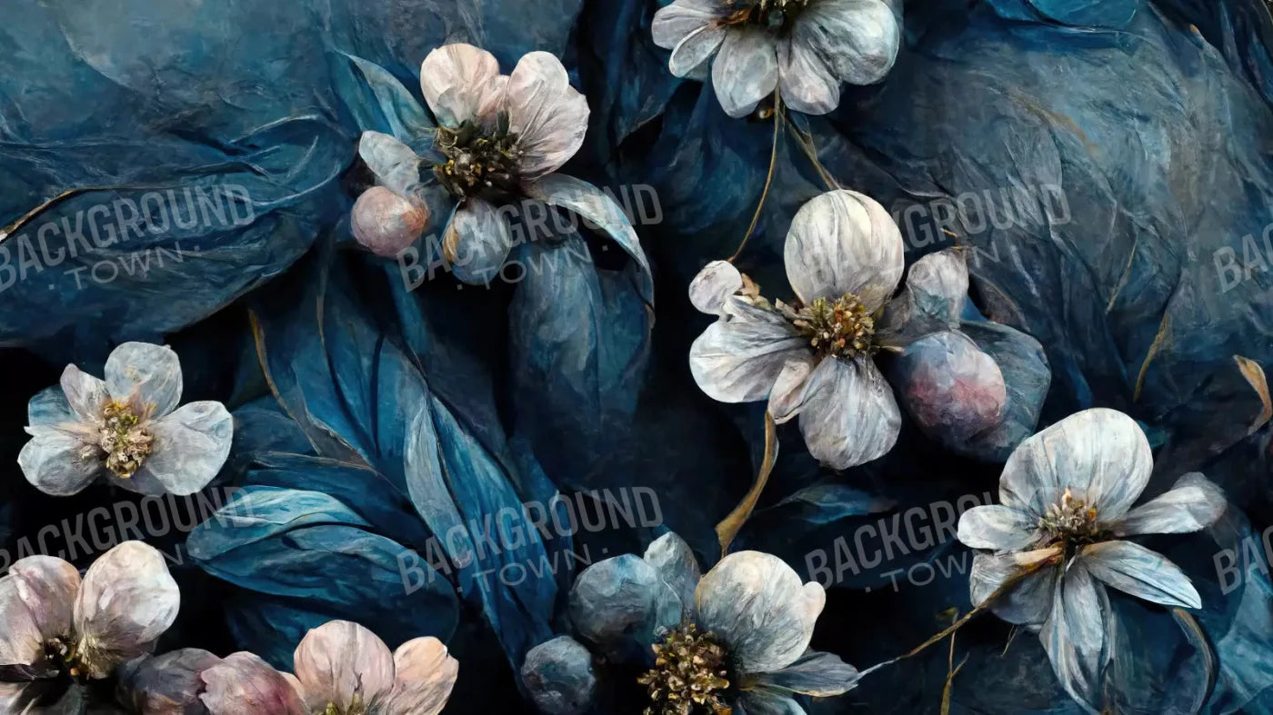 Denim Floral 14X8 Ultracloth ( 168 X 96 Inch ) Backdrop