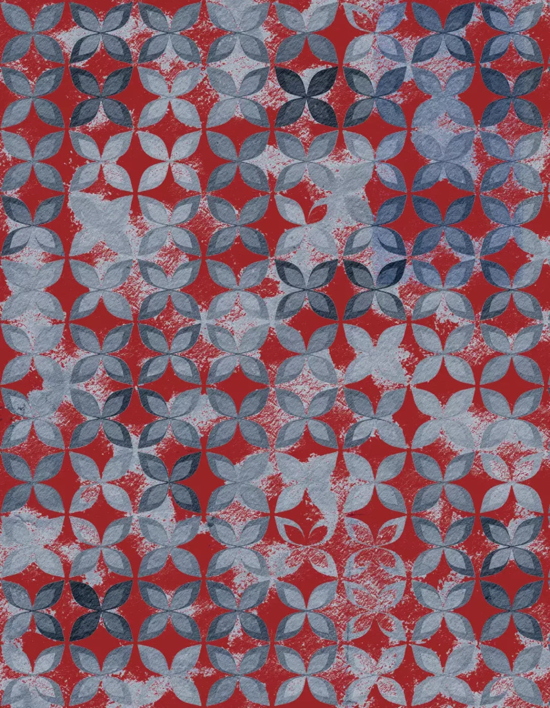 Denim Floral 6X8 Fleece ( 72 X 96 Inch ) Backdrop