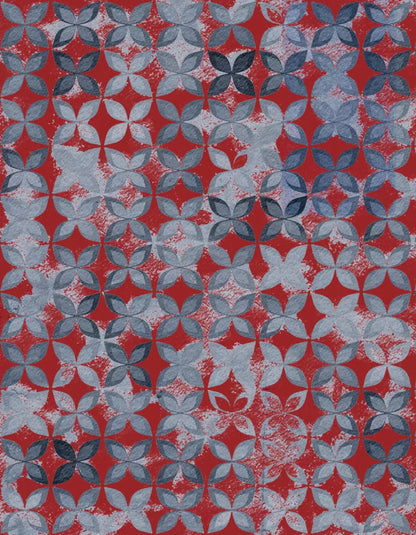 Denim Floral 6X8 Fleece ( 72 X 96 Inch ) Backdrop