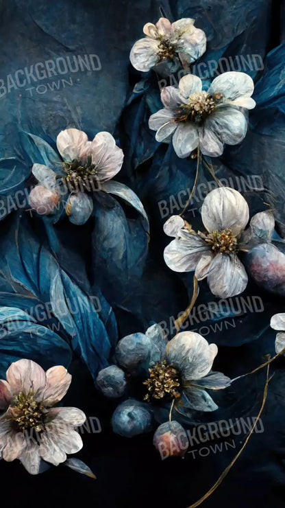 Denim Floral 8X14 Ultracloth ( 96 X 168 Inch ) Backdrop