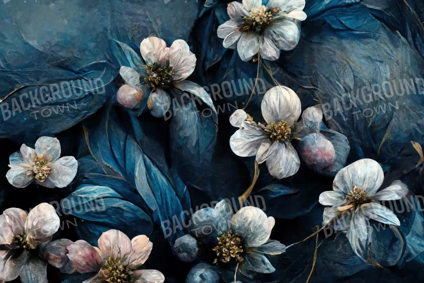 Denim Floral 8X5 Ultracloth ( 96 X 60 Inch ) Backdrop