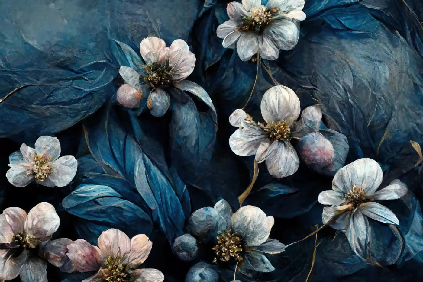 Denim Floral 5X4 Rubbermat Floor ( 60 X 48 Inch ) Backdrop