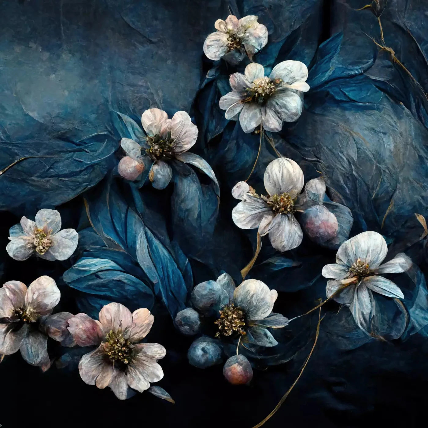 Denim Floral 5X5 Rubbermat Floor ( 60 X Inch ) Backdrop