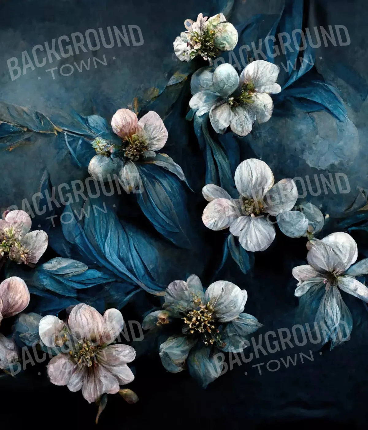 Denim Florals 10X12 Ultracloth ( 120 X 144 Inch ) Backdrop