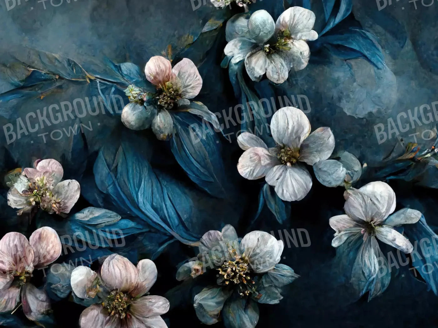 Denim Florals 10X8 Fleece ( 120 X 96 Inch ) Backdrop