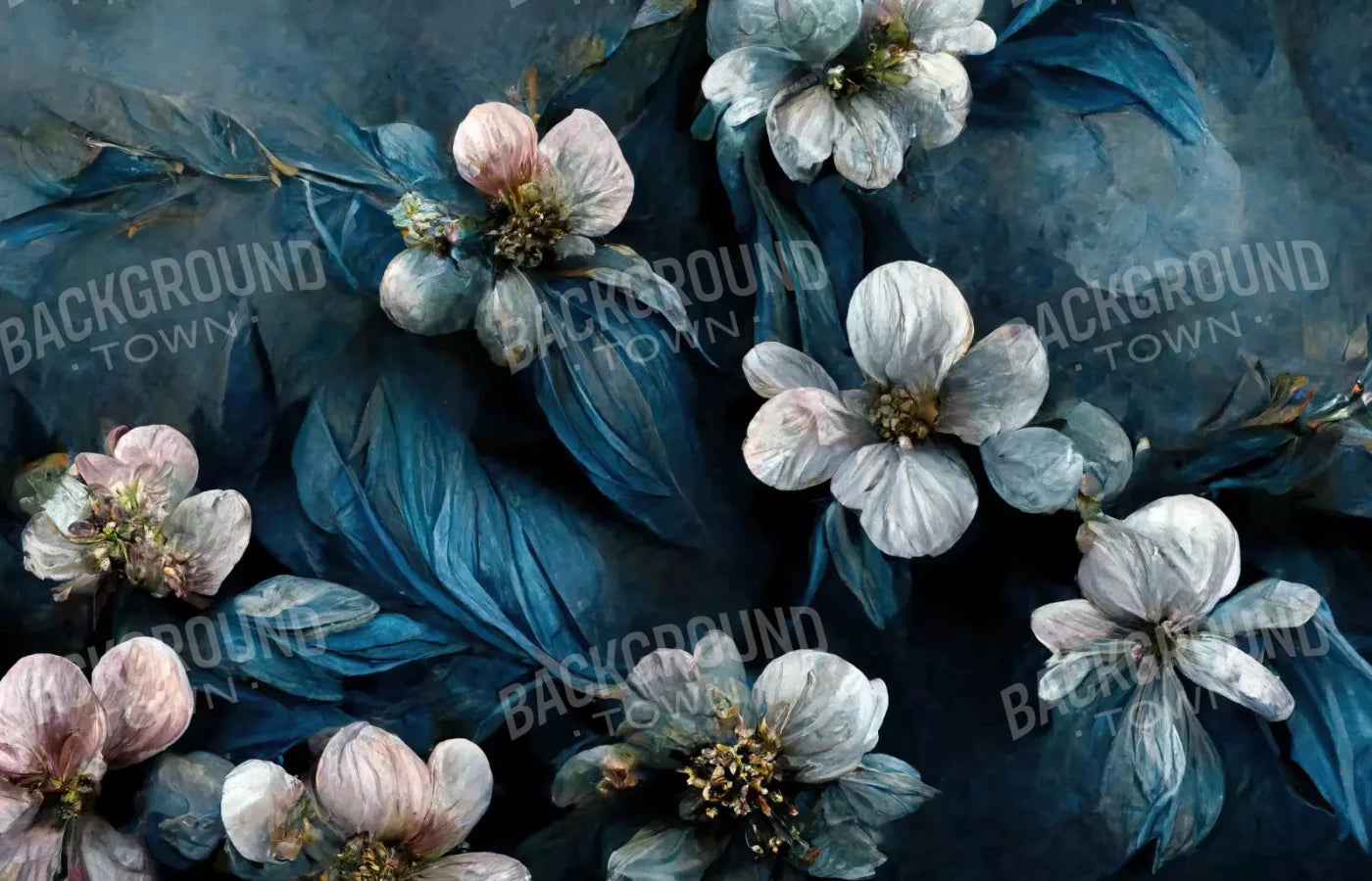 Denim Florals 12X8 Ultracloth ( 144 X 96 Inch ) Backdrop