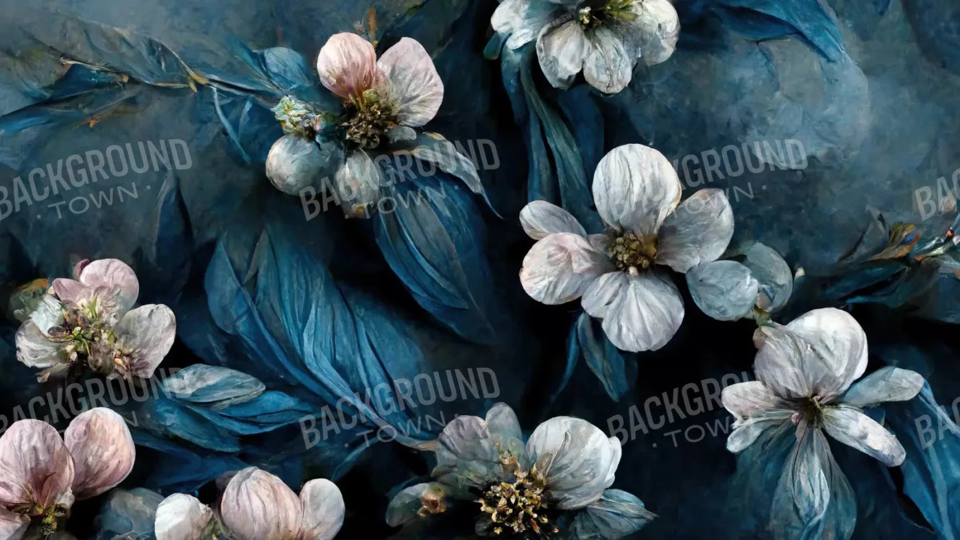 Denim Florals 14X8 Ultracloth ( 168 X 96 Inch ) Backdrop