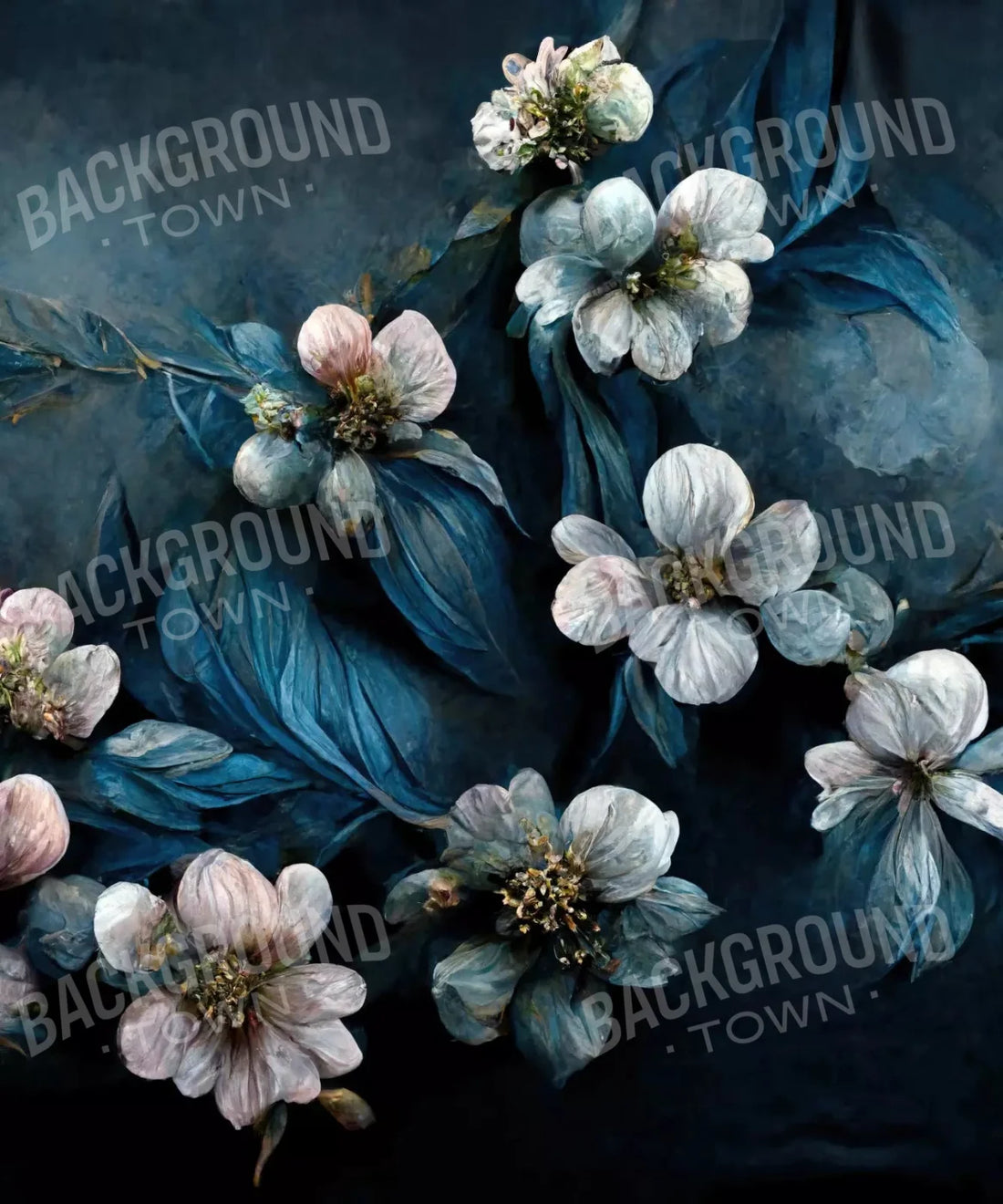 Blue Floral Backdrop for Photography