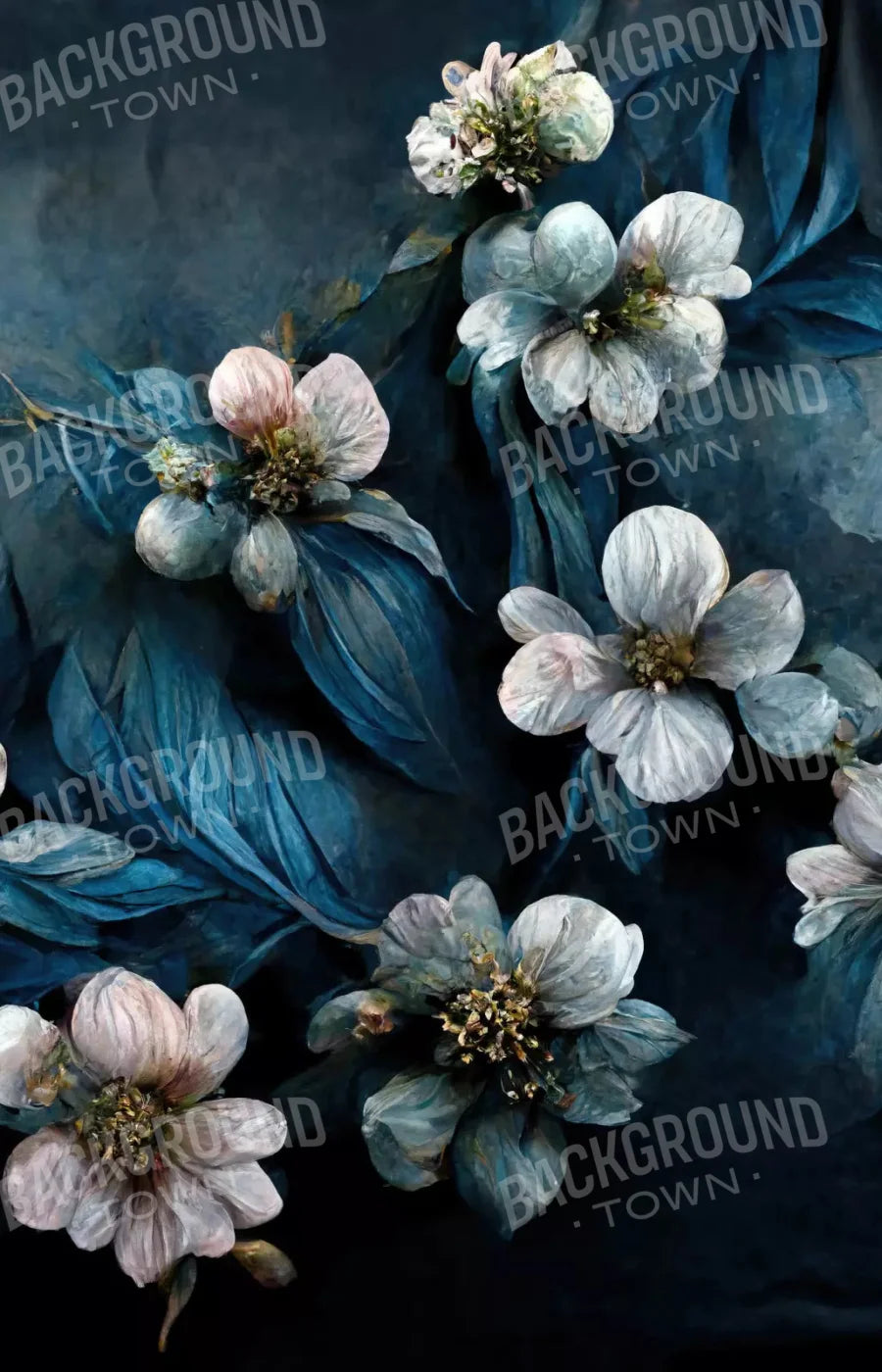 Denim Florals 8X12 Ultracloth ( 96 X 144 Inch ) Backdrop