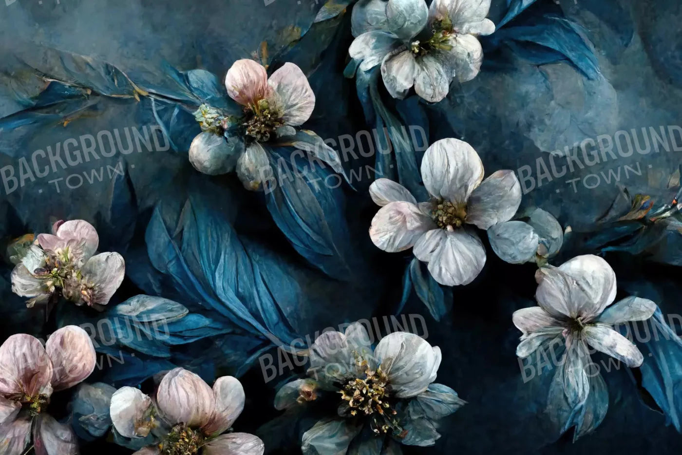 Denim Florals 8X5 Ultracloth ( 96 X 60 Inch ) Backdrop
