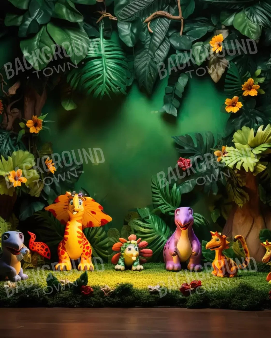 Dinosaur Story 8’X10’ Fleece (96 X 120 Inch) Backdrop