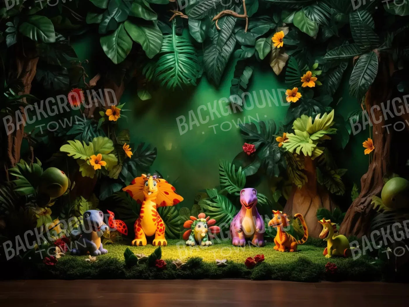 Dinosaur Story 8’X6’ Fleece (96 X 72 Inch) Backdrop