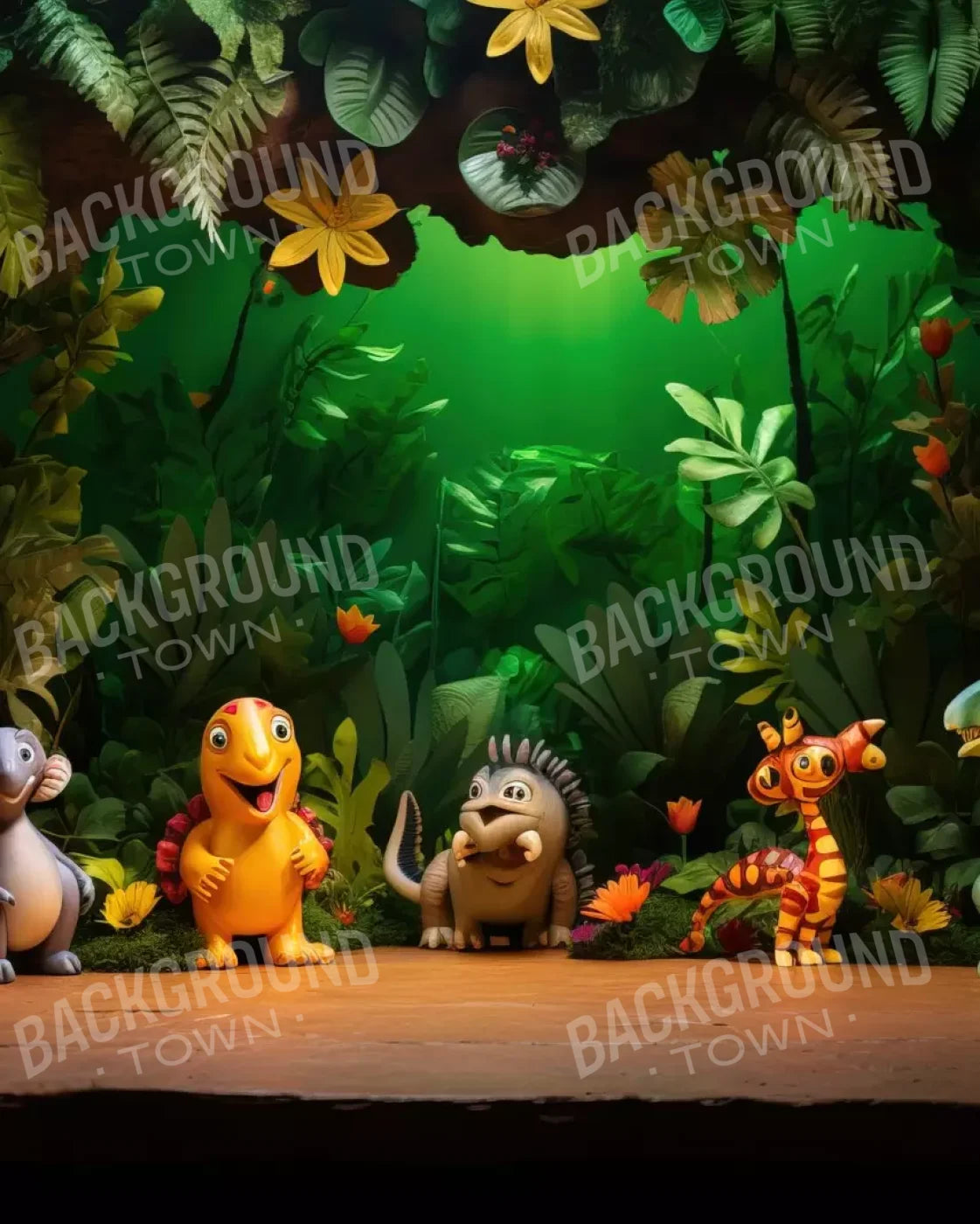 Dinosaur Story Ii 8’X10’ Fleece (96 X 120 Inch) Backdrop