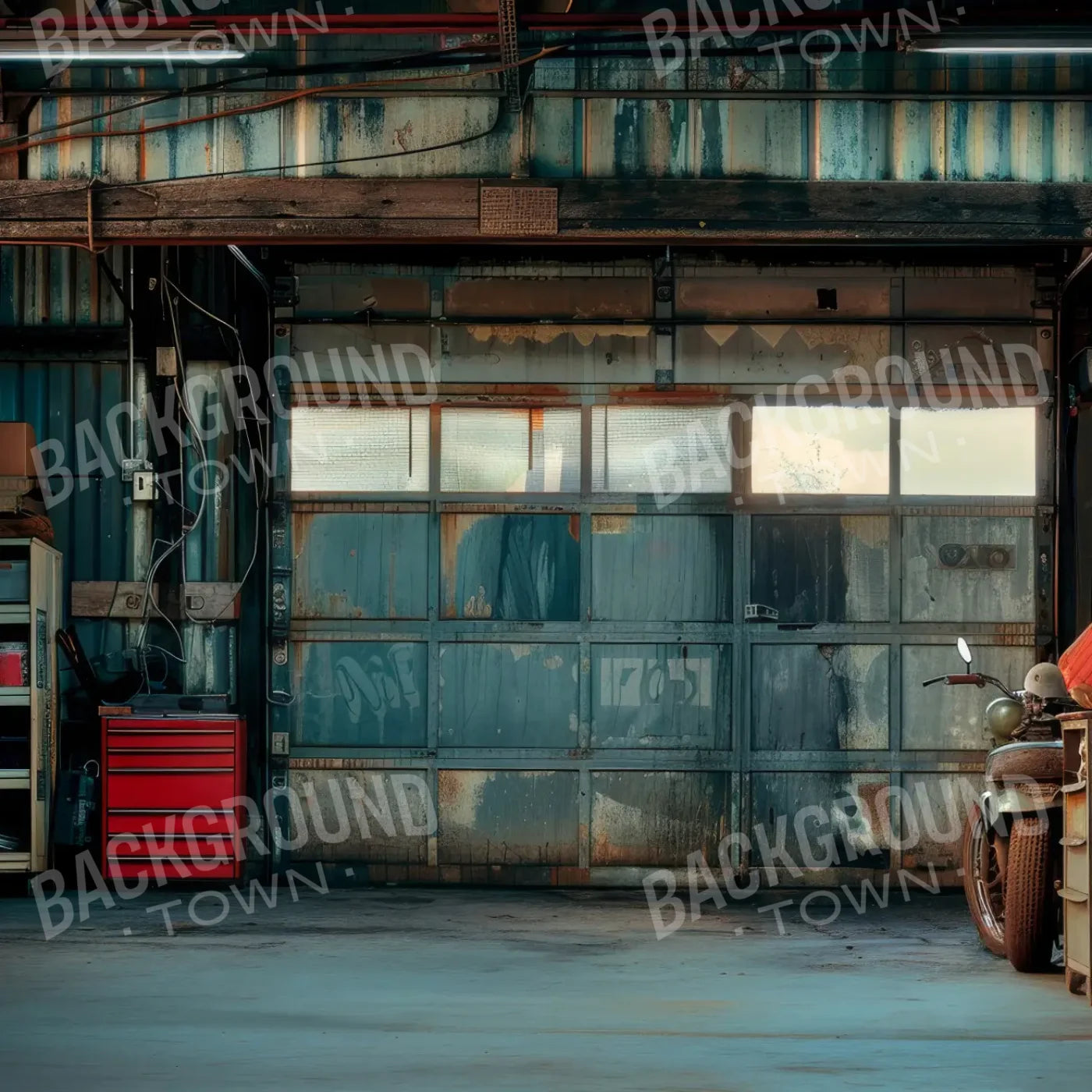 Dirty Garage 8’x8’ Fleece (96 x 96 inch) Backdrop