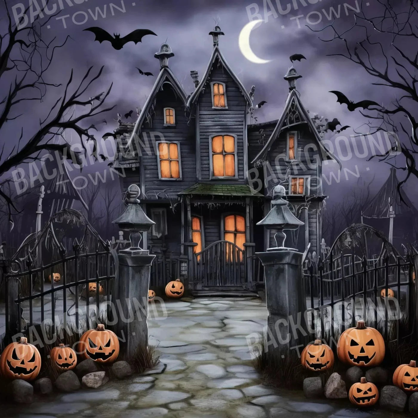 Spooky Haunted House Backdrop for Photography