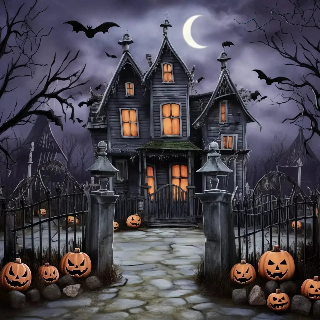 Spooky Haunted House Backdrop for Photography