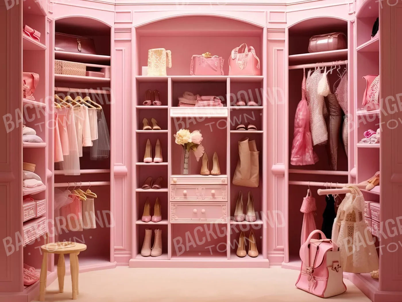 Doll House Closet 10X8 Fleece ( 120 X 96 Inch ) Backdrop