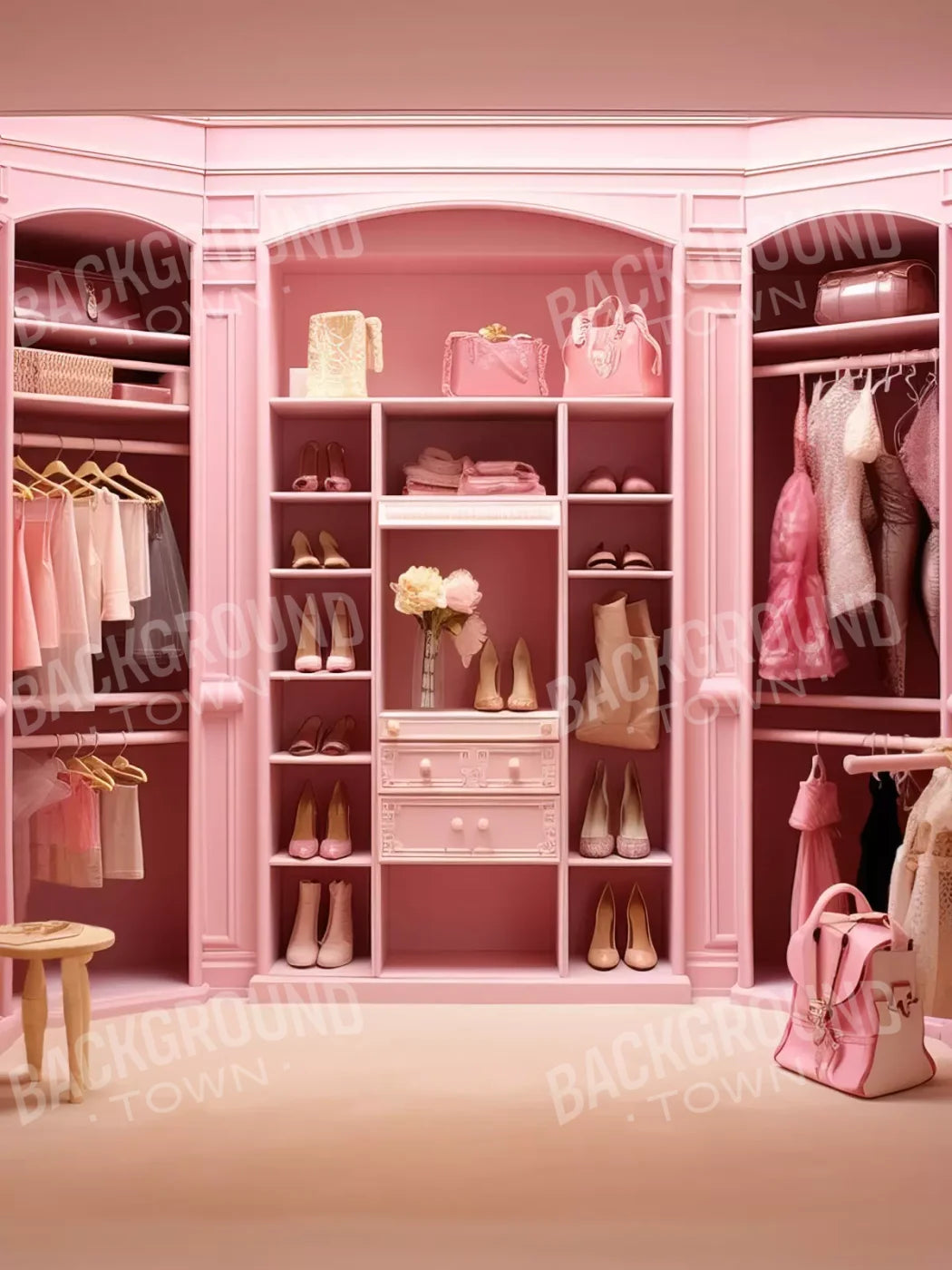 Doll House Closet 8X10 Fleece ( 96 X 120 Inch ) Backdrop
