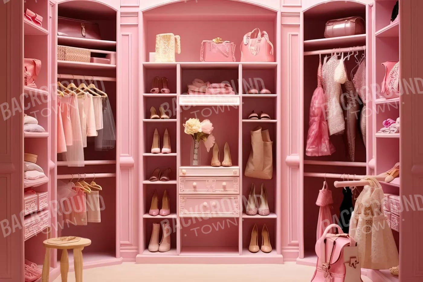 Doll House Closet 8X5 Ultracloth ( 96 X 60 Inch ) Backdrop