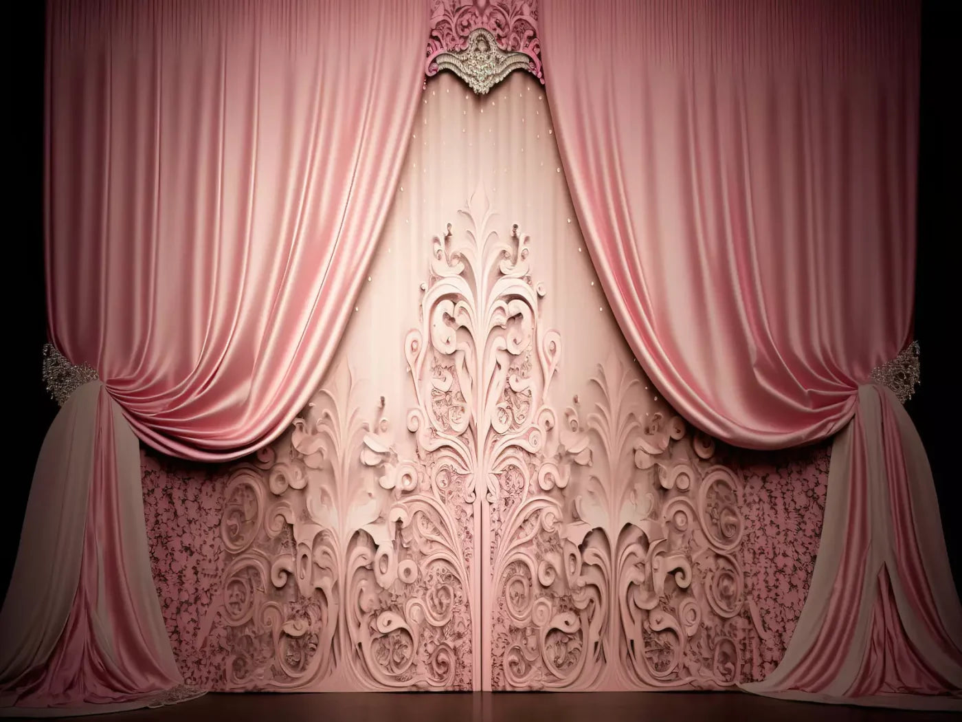 Doll House Curtains Ii 8’X6’ Fleece (96 X 72 Inch) Backdrop