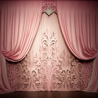 Doll House Curtains Ii 8’X8’ Fleece (96 X Inch) Backdrop