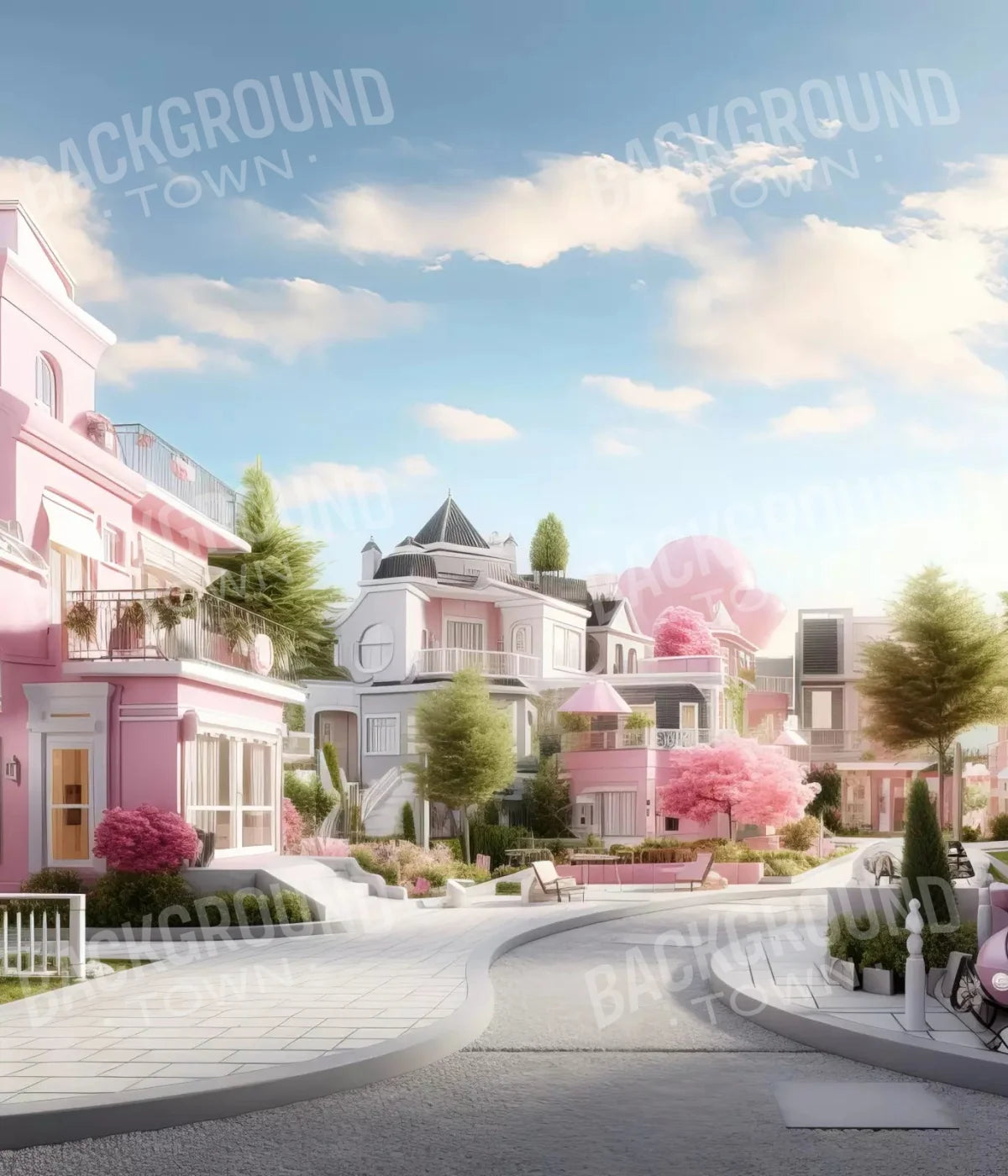 Doll House Neighborhood 10X12 Ultracloth ( 120 X 144 Inch ) Backdrop