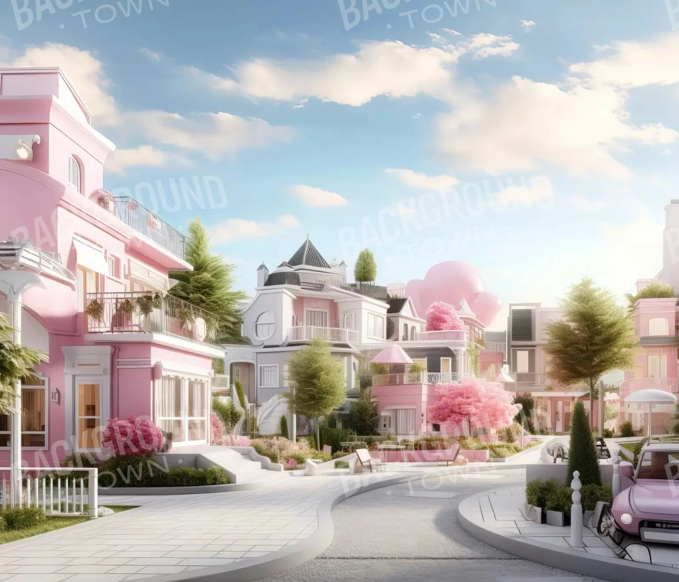 Doll House Neighborhood 12X10 Ultracloth ( 144 X 120 Inch ) Backdrop