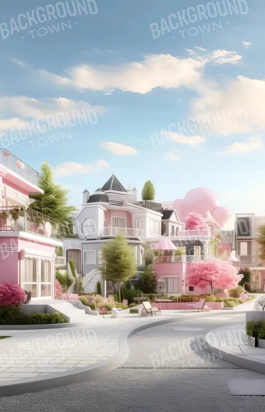 Doll House Neighborhood 8X12 Ultracloth ( 96 X 144 Inch ) Backdrop