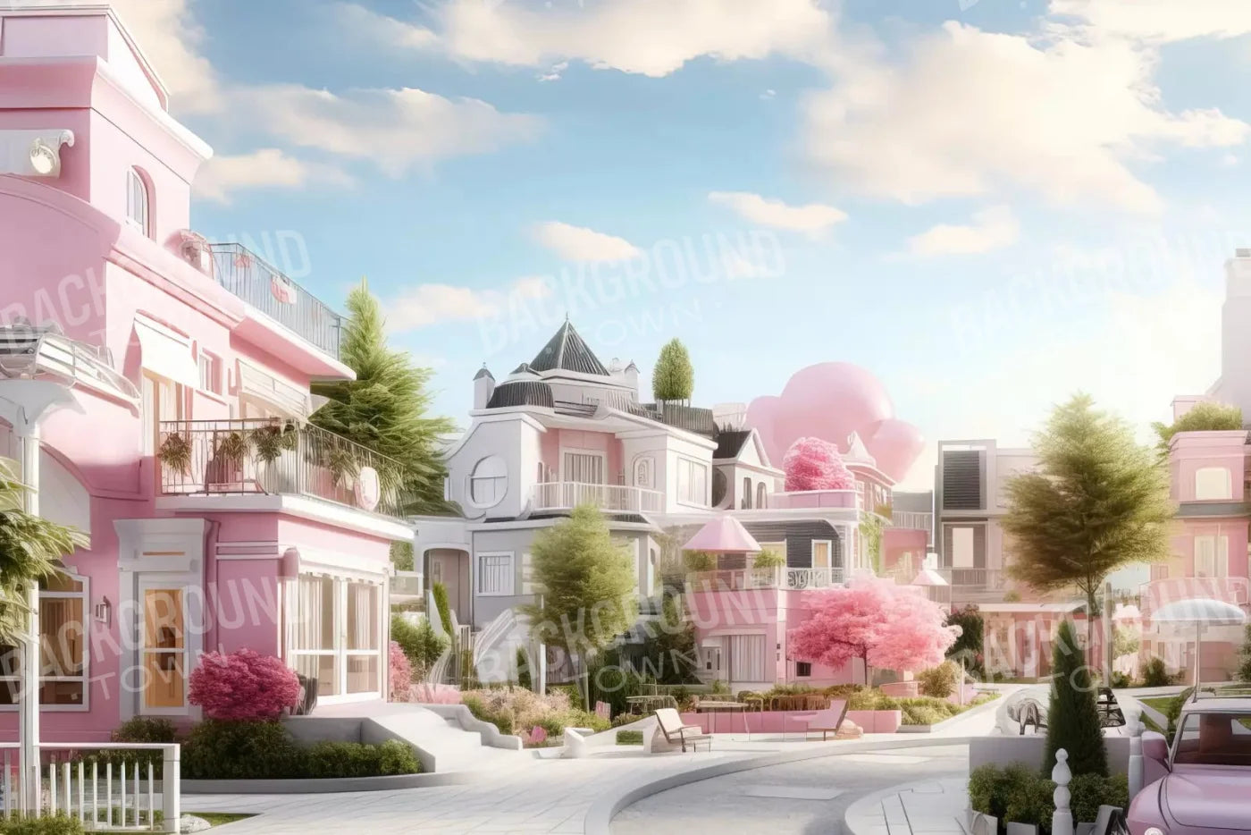Doll House Neighborhood 8X5 Ultracloth ( 96 X 60 Inch ) Backdrop