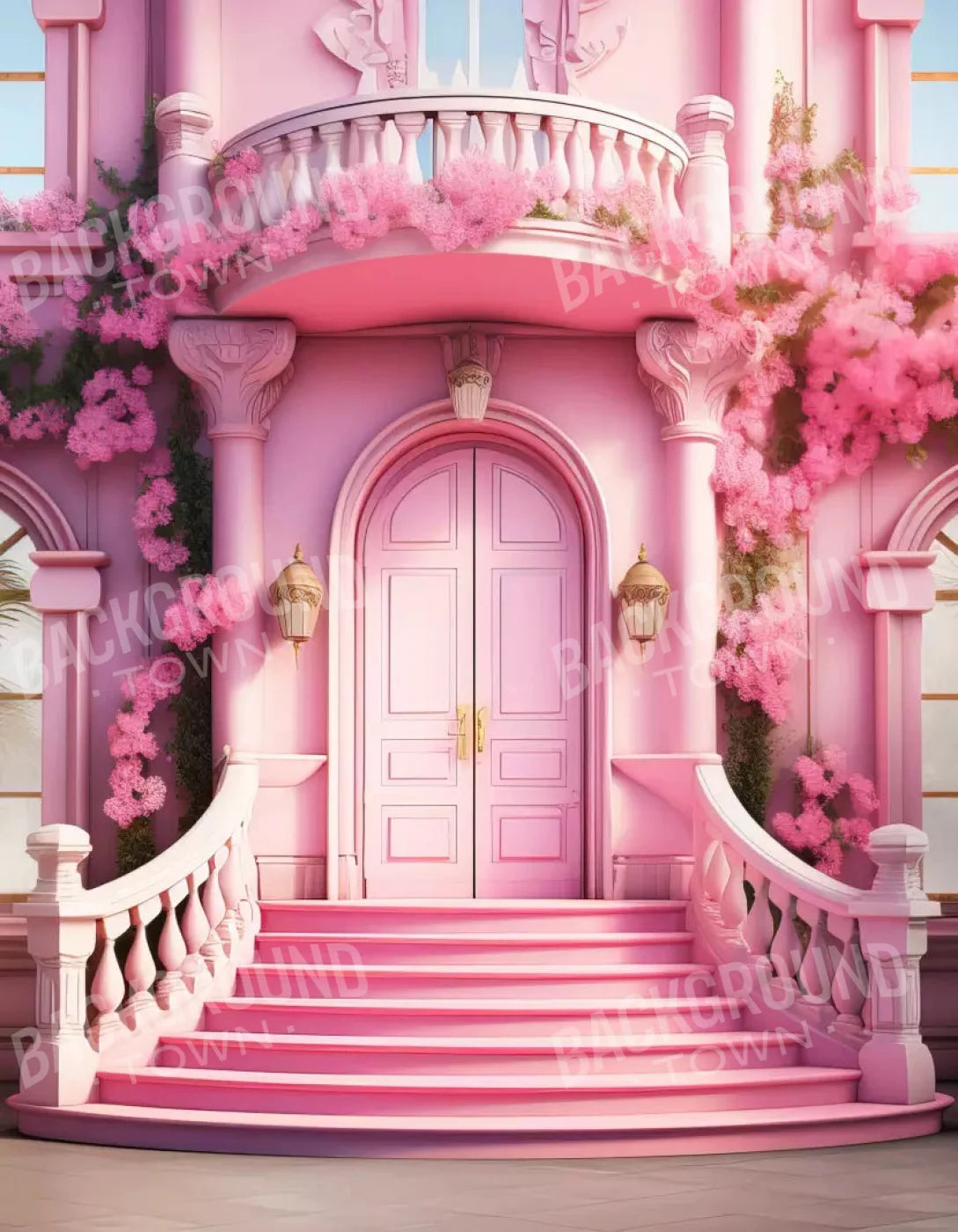 Doll House Grand Entrance 6X8 Fleece ( 72 X 96 Inch ) Backdrop