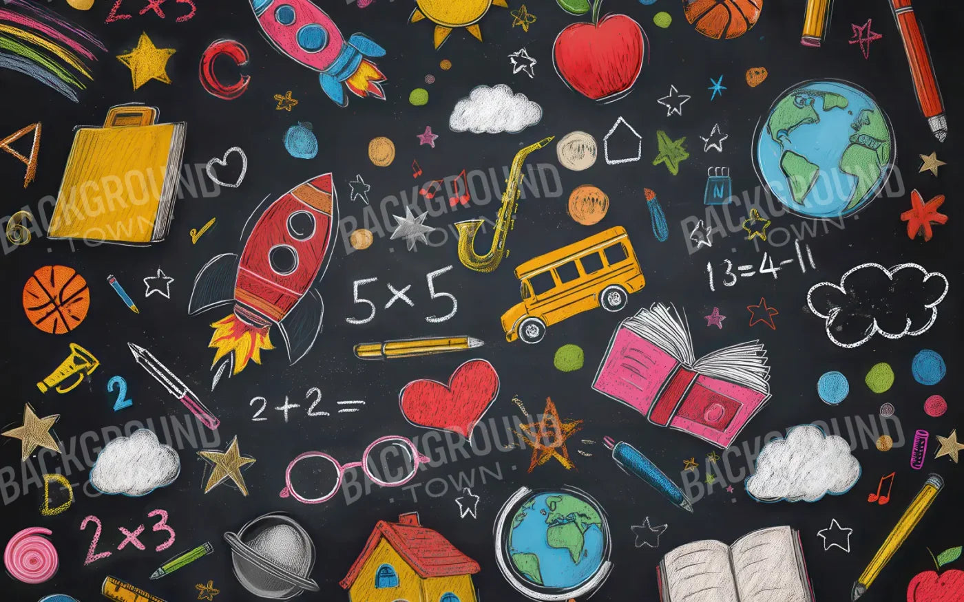 Doodle Chalkboard2 8’x5’ UltraCloth (96 x 60 inch) Backdrop