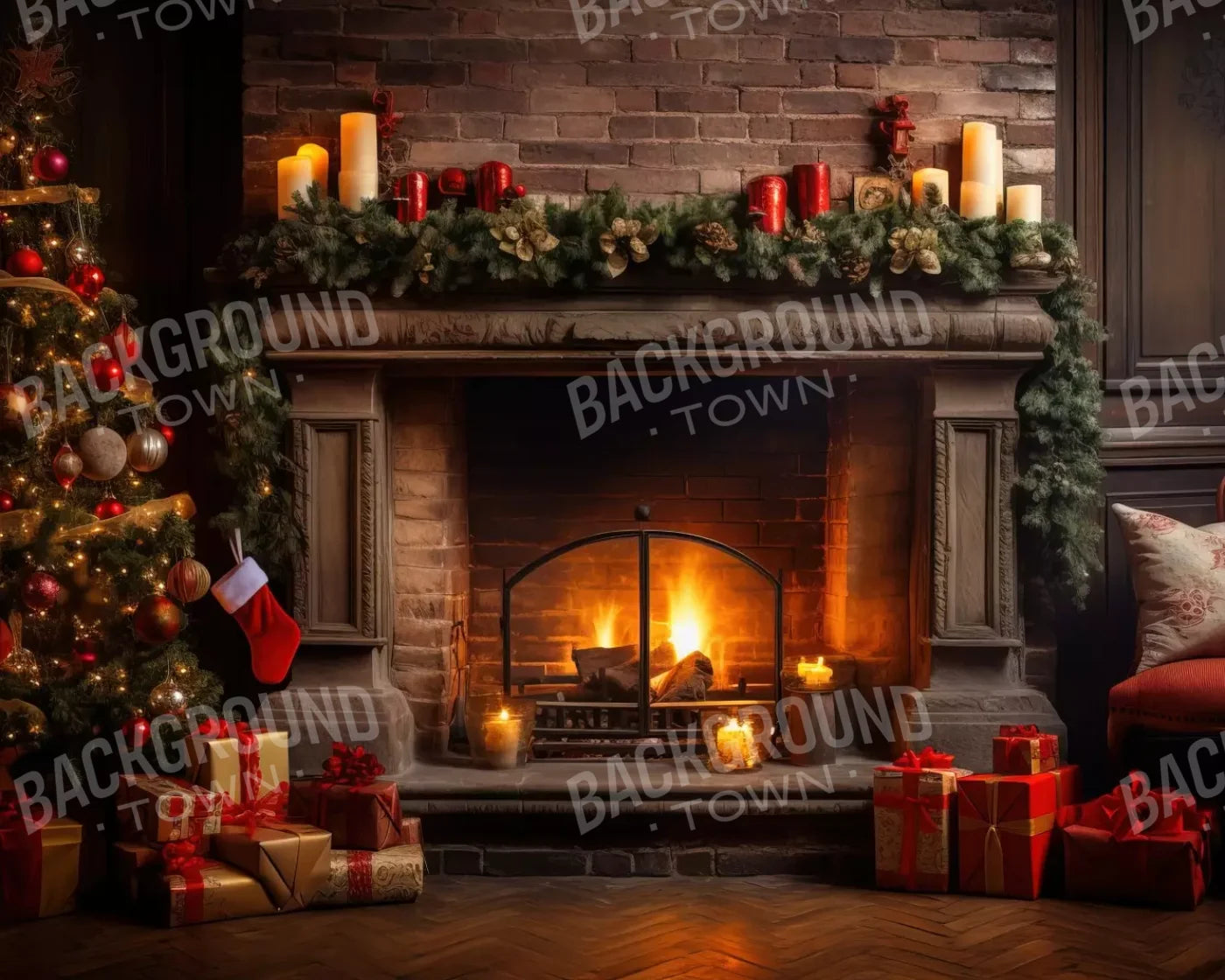 Down Through The Chimney I 10’X8’ Fleece (120 X 96 Inch) Backdrop