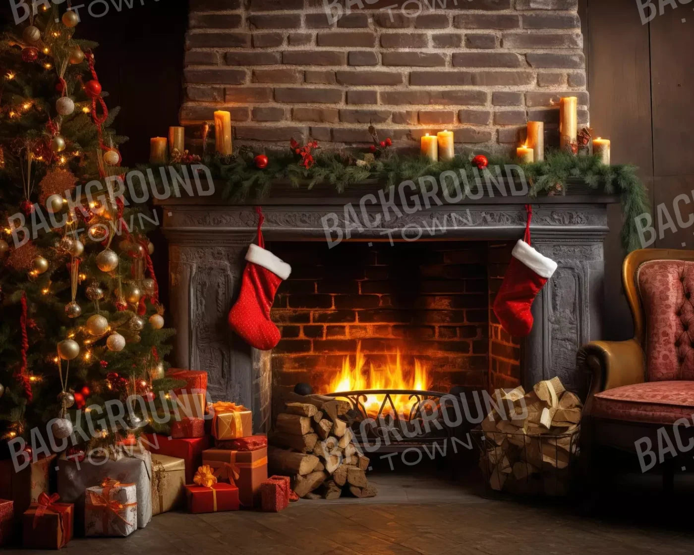 Down Through The Chimney Ii 10’X8’ Fleece (120 X 96 Inch) Backdrop