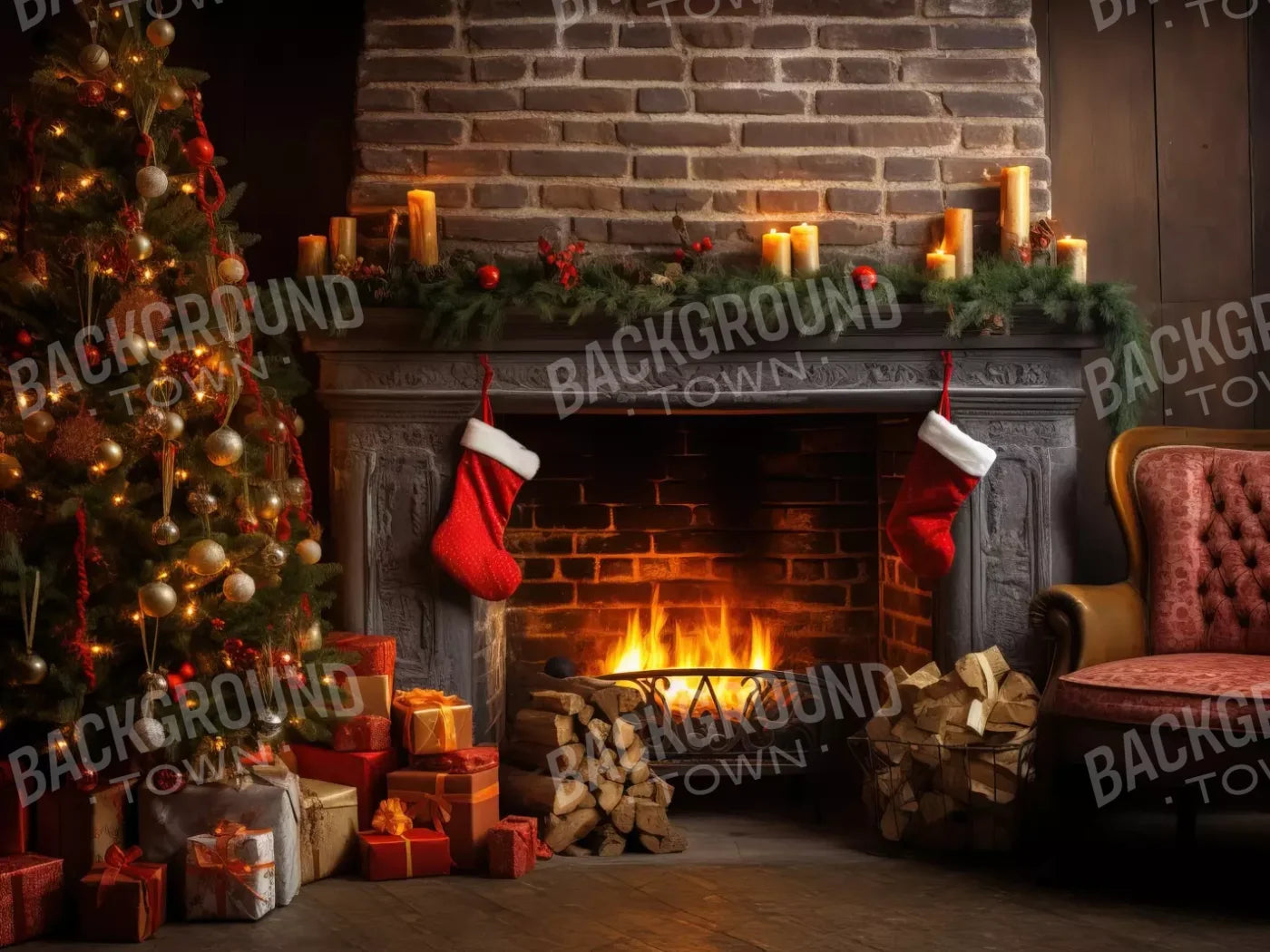 Down Through The Chimney Ii 8’X6’ Fleece (96 X 72 Inch) Backdrop