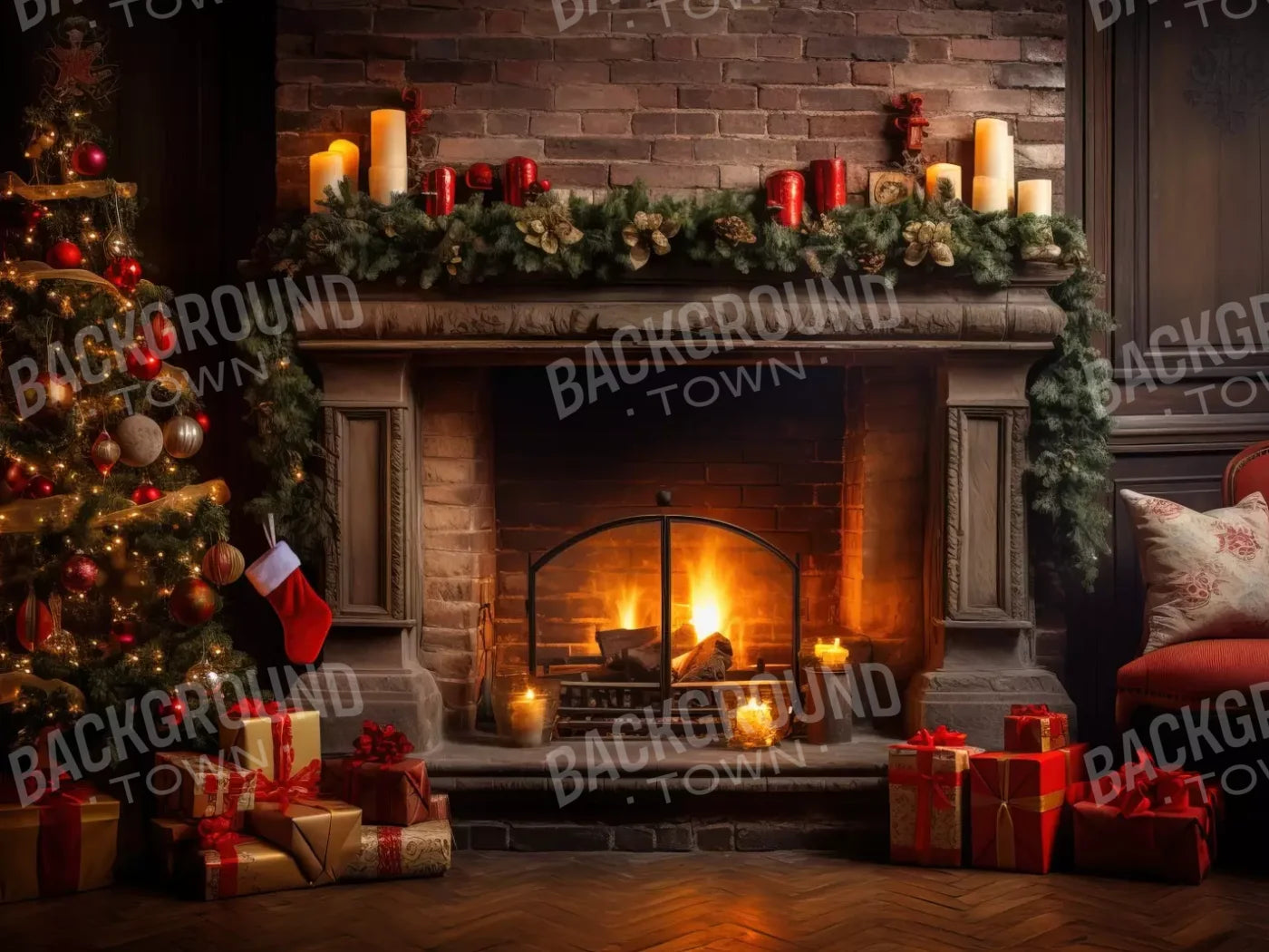 Down Through The Chimney I 8’X6’ Fleece (96 X 72 Inch) Backdrop