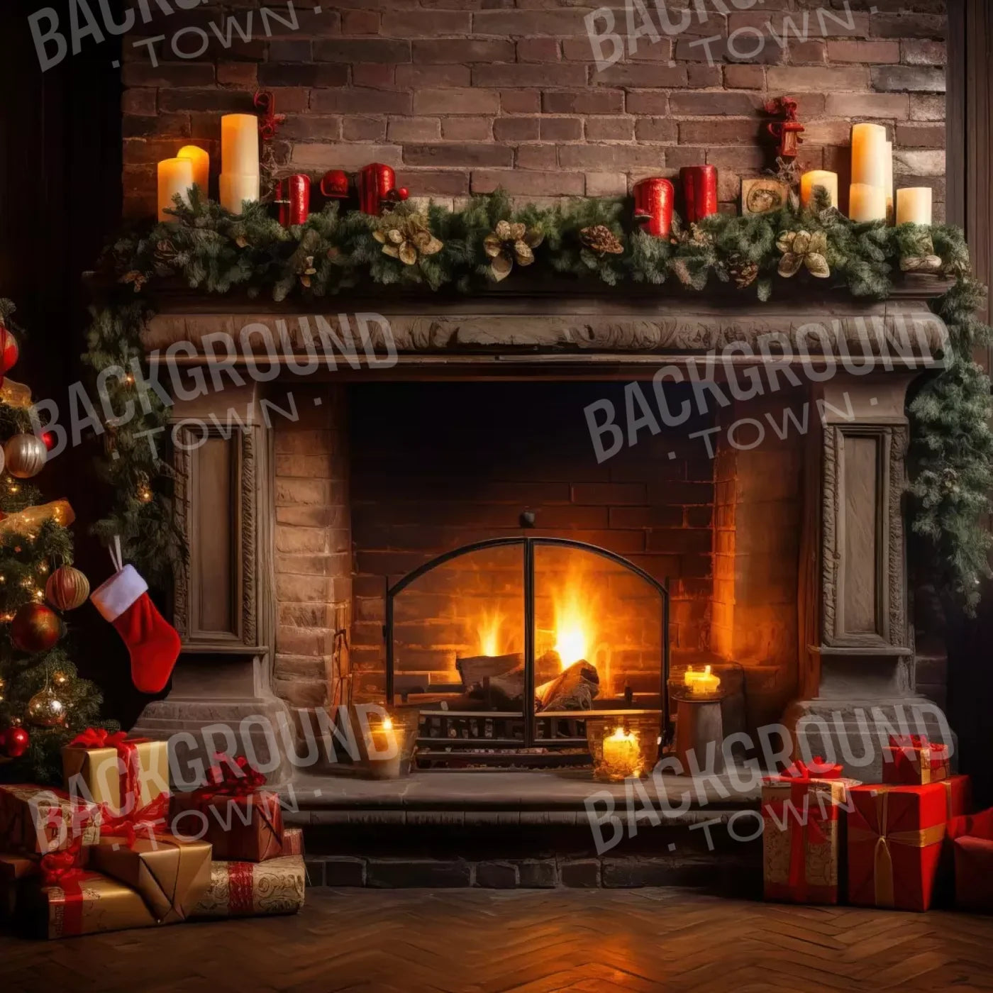 Down Through The Chimney I 8’X8’ Fleece (96 X Inch) Backdrop