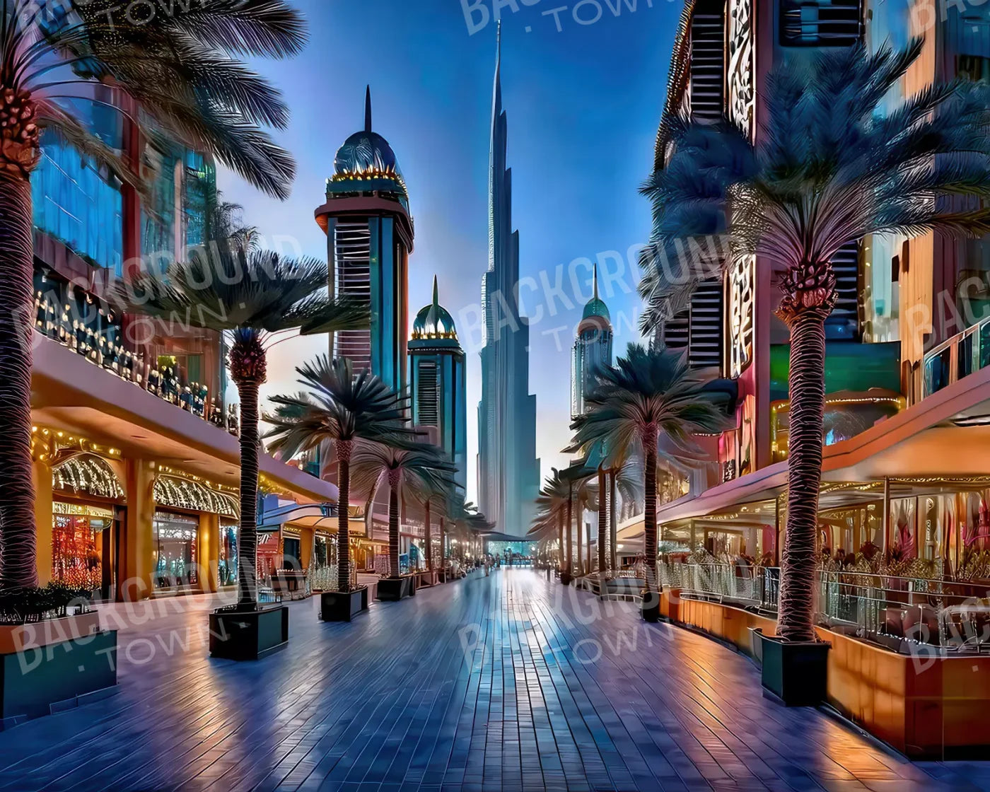 Dubai At Night 10’x8’ Fleece (120 x 96 inch) Backdrop