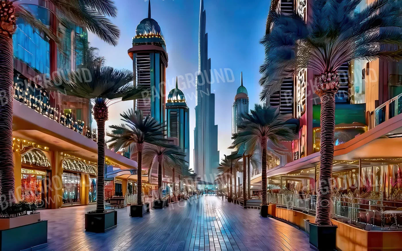 Dubai At Night 8’x5’ UltraCloth (96 x 60 inch) Backdrop