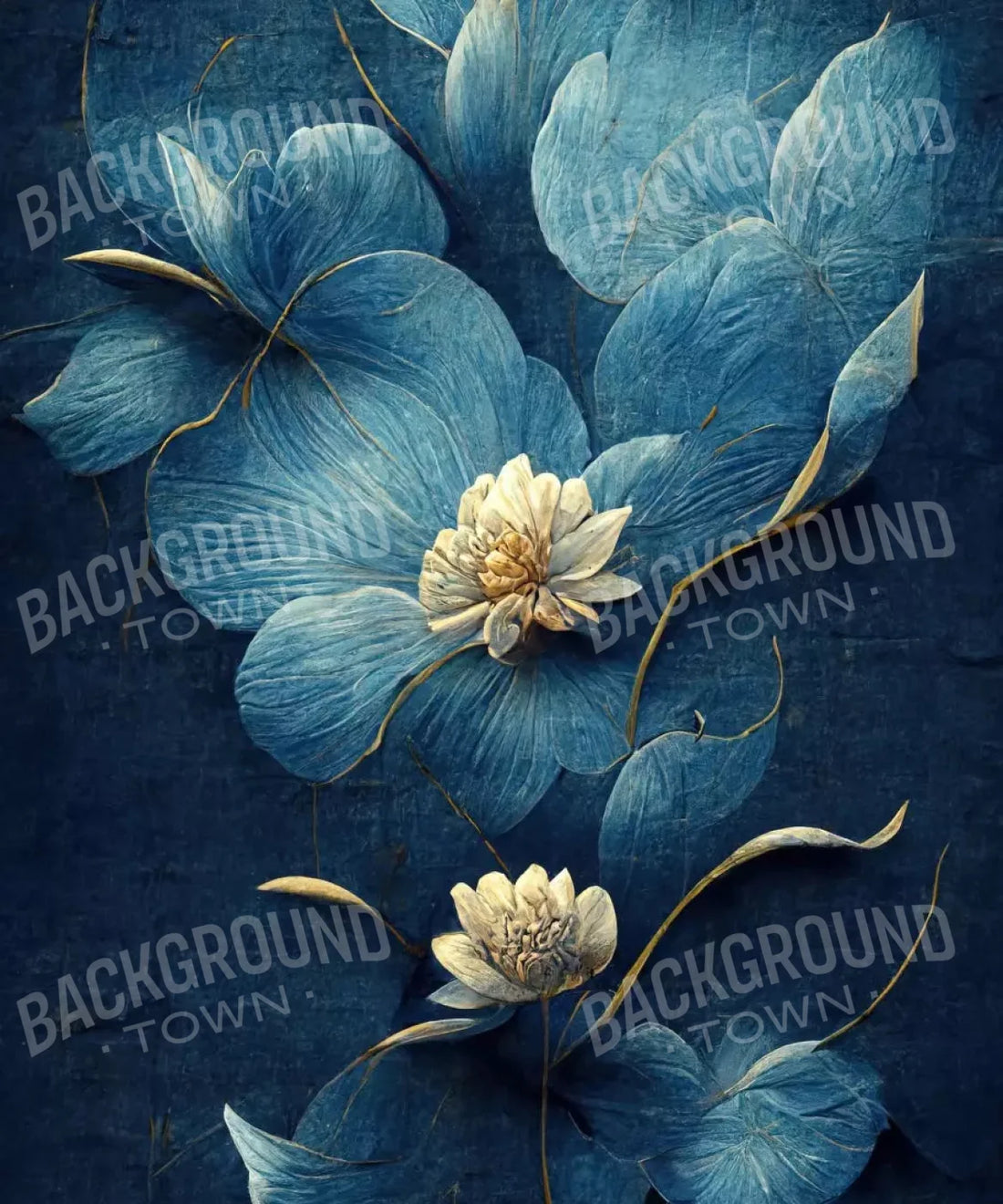 Blue Floral Backdrop for Photography